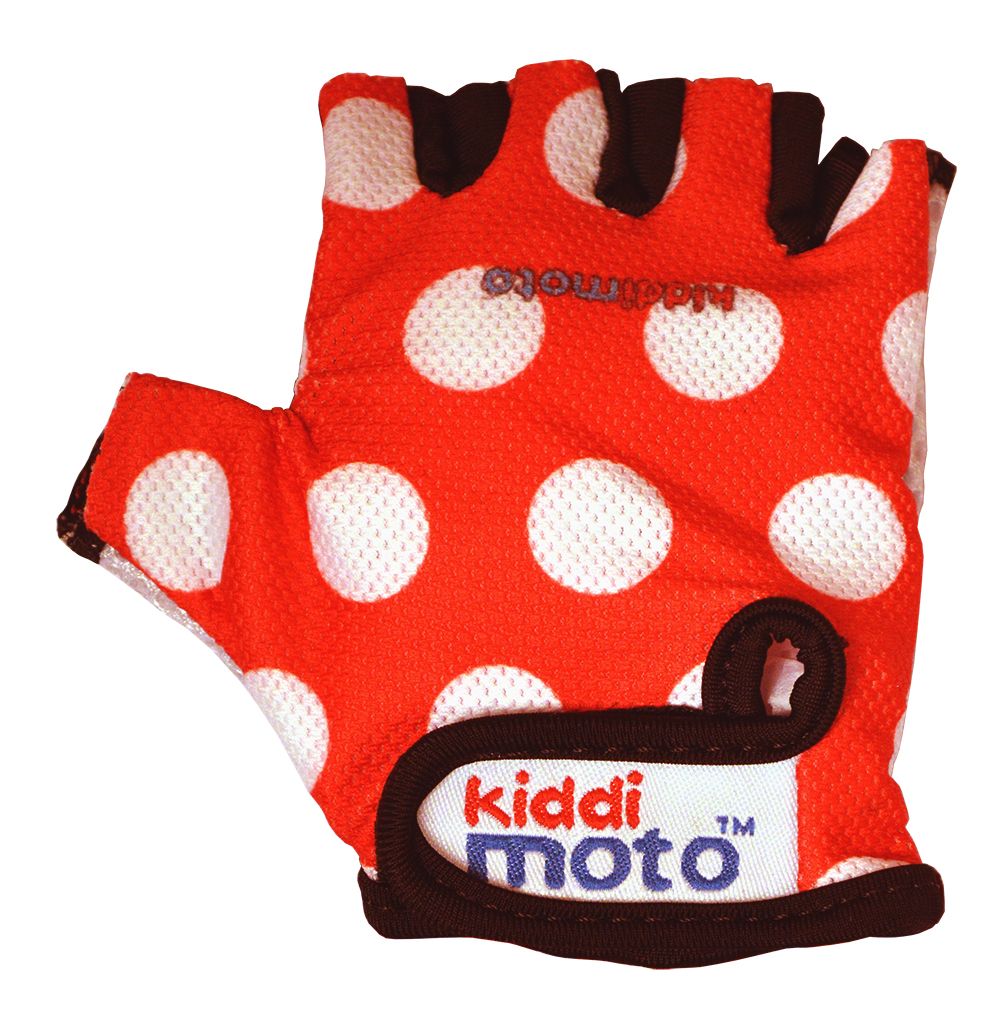 Перчатки детские Kiddimoto красные в белый горошек, размер М на возраст 4-7 лет фото 1