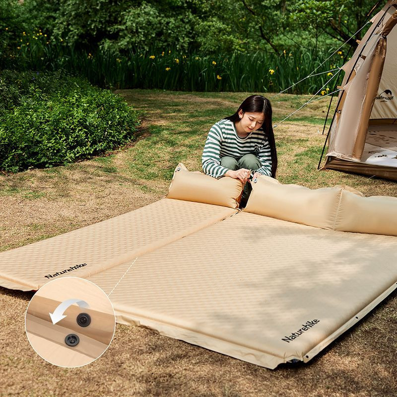 Коврик самонадувной Naturehike CNK2300DZ014, с подушкой, 192x65x6 см, бежевый фото 3