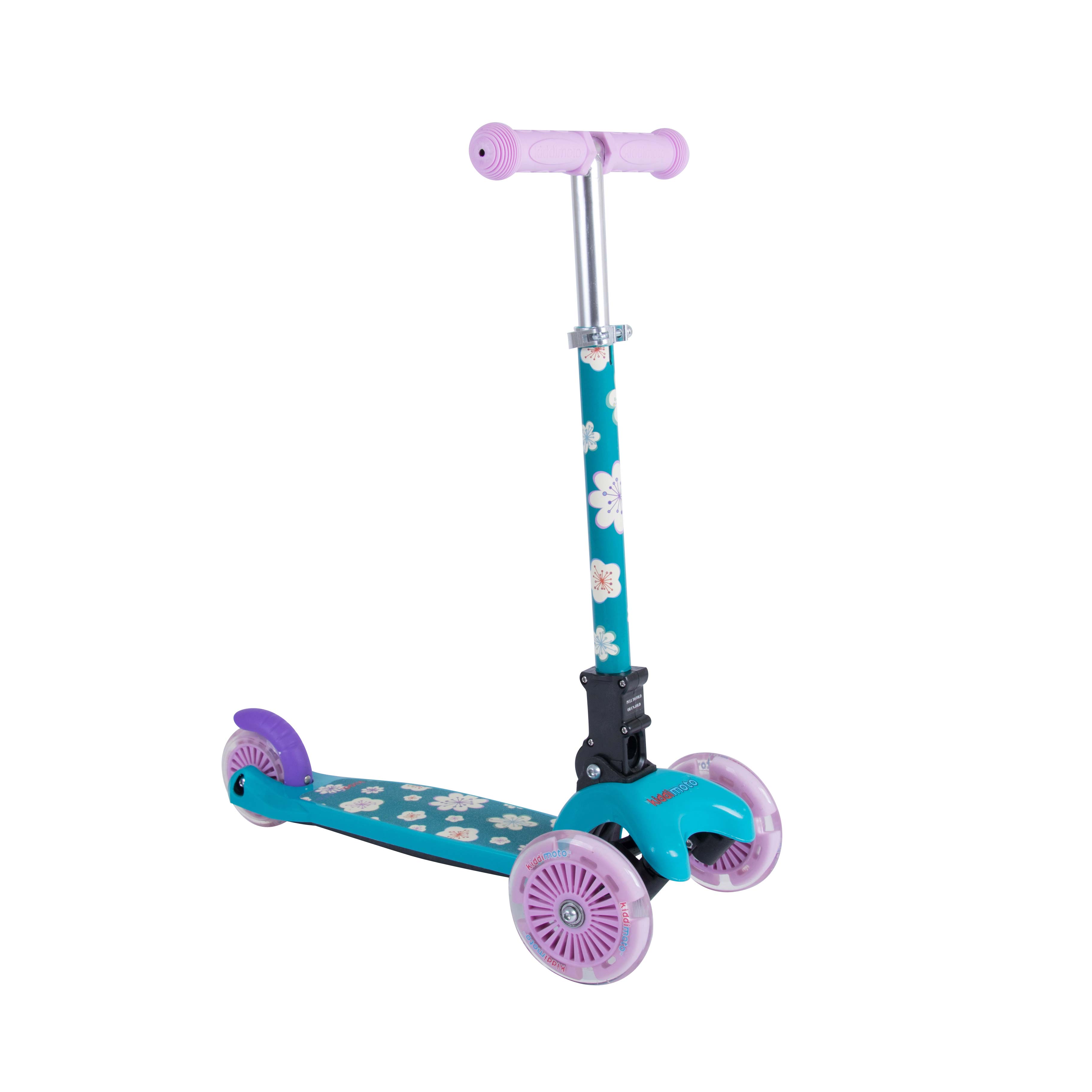 Самокат дет. Kiddimoto Квіти, складаний, блакитний фото 