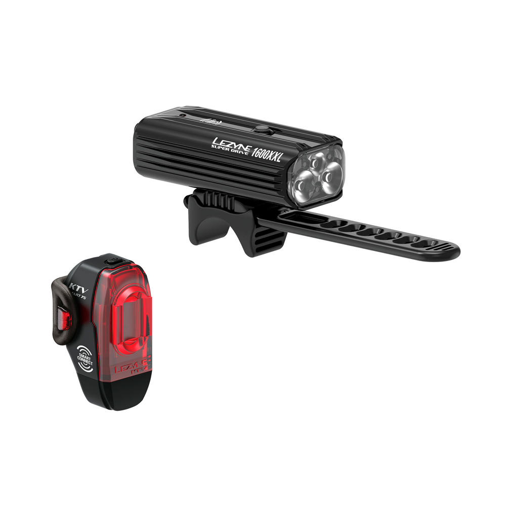 Комплект фара Lezyne SUPER DRIVE 1600XXL LOADED / KTV DRIVE  PRO,1600/ 75Лм, черный фото 