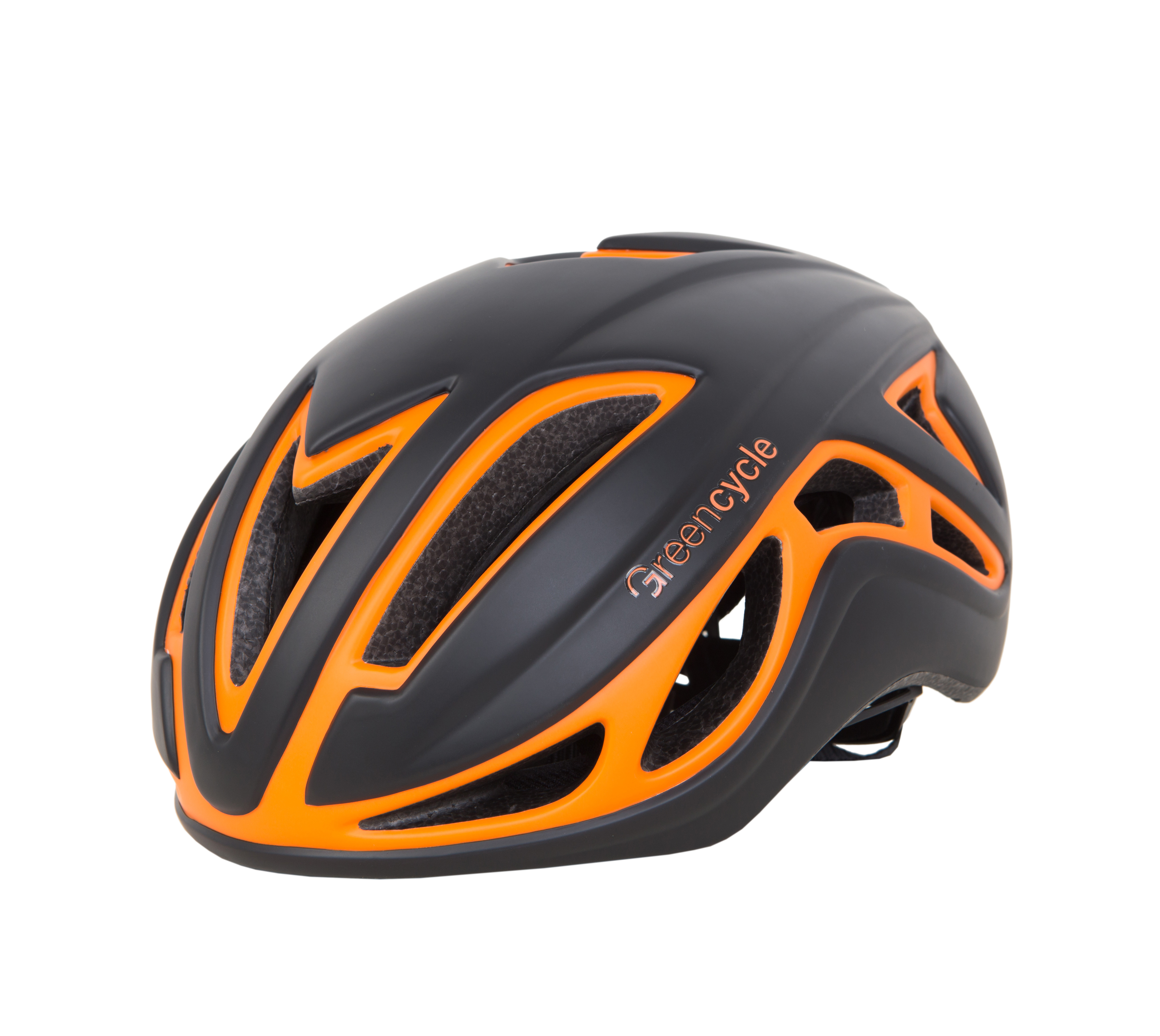 Шлем Green Cycle Jet размер L для шоссе/триатлона и гонок с раздельным стартом черно-оранж матовый фото 