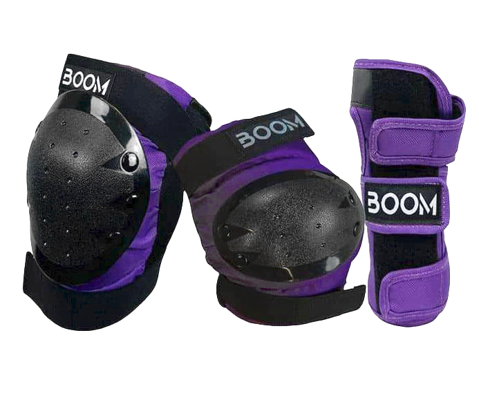 Комплект захисту Boom Classic Tripple Purple S (наколінники, налокітники, захист долонь) фото 