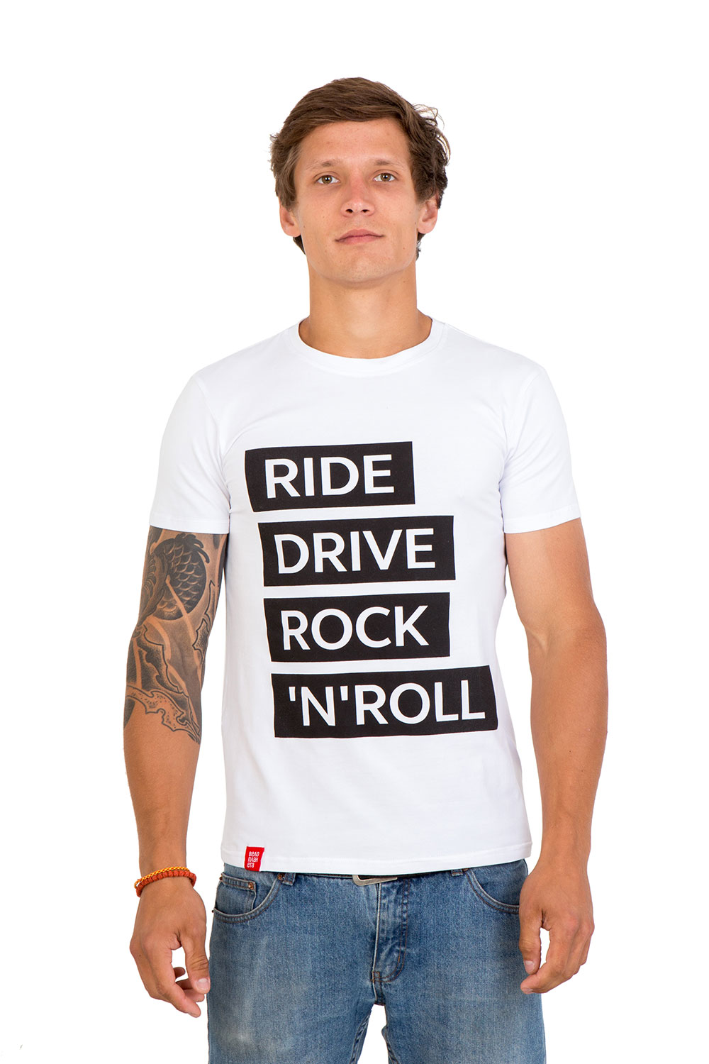 Футболка Ride drive rock&roll мужская белая, размер M фото 
