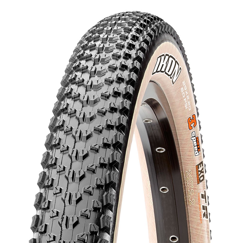 Покришка 26x2.20 Maxxis Ikon, 60TPI, EXO/TR, Foldable, чорна з коричневою боковиною фото 