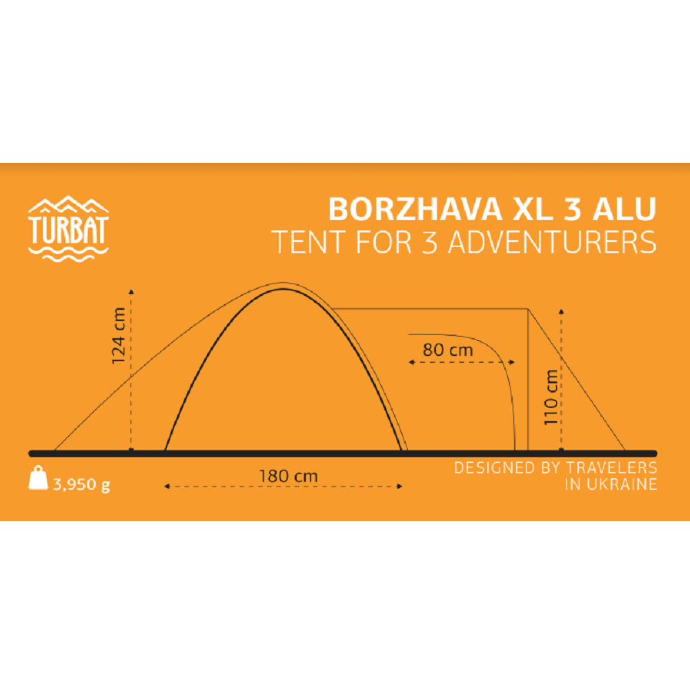 Намет Turbat BORZHAVA XL 3 ALU, жовтий фото 3