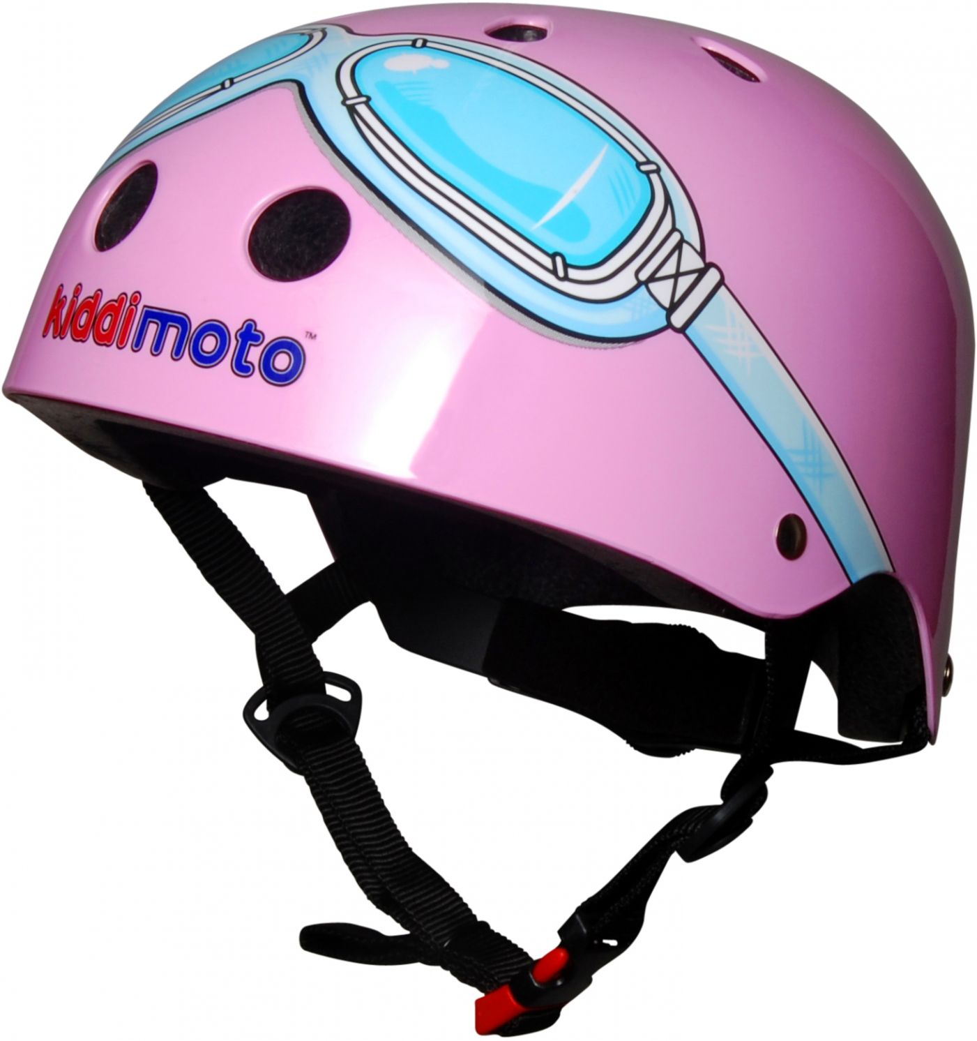 Шолом дитячий Kiddimoto окуляри пілота, рожевий, розмір S 48-53см фото 