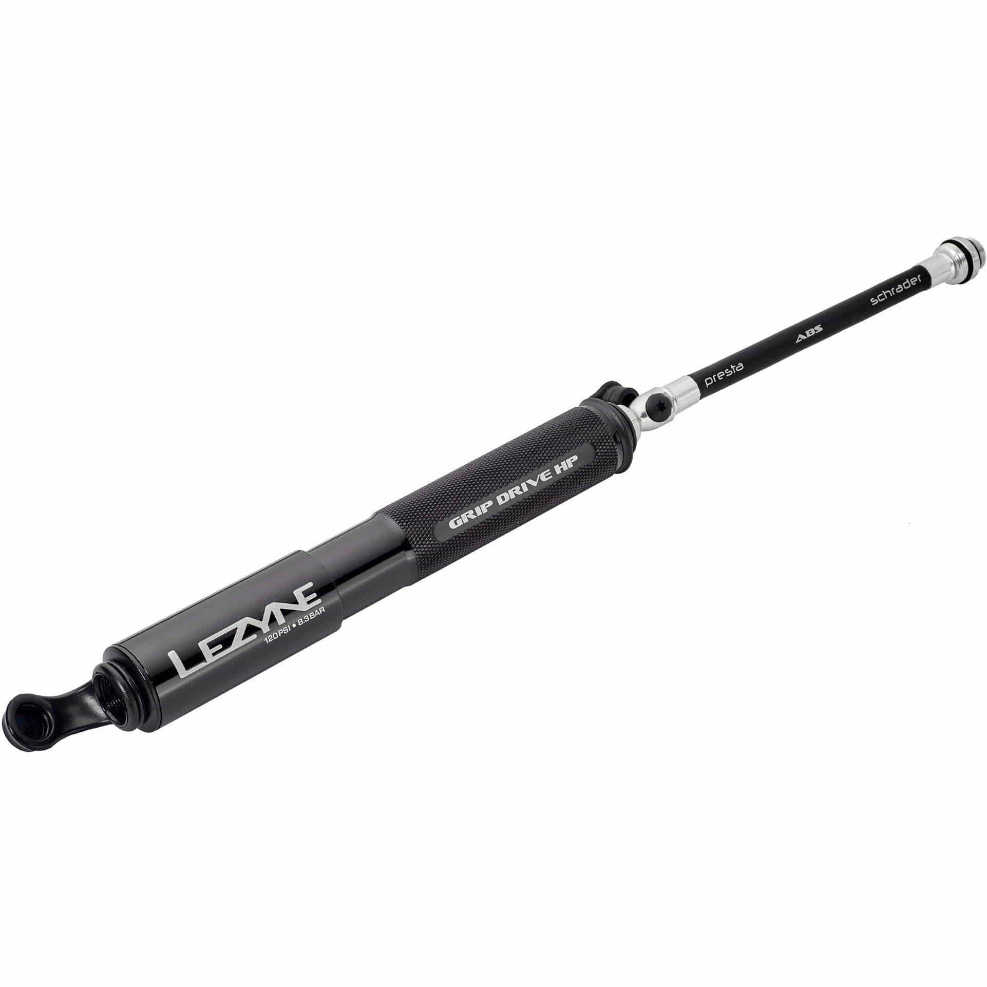 Мінінасос Lezyne GRIP DRIVE HP - S, алюмінієвий, 120psi, FV/AV/DV, чорний фото 2