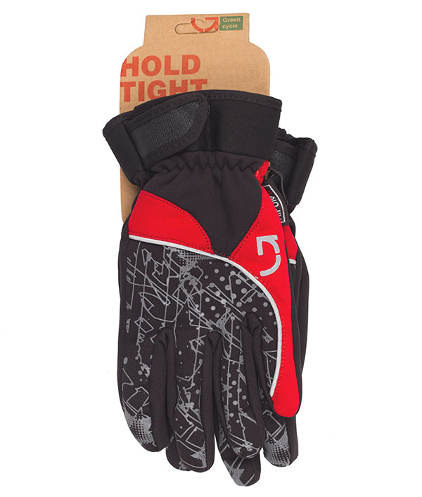 Перчатки Green Cycle NC-2409-2014 Winter с закрытыми пальцами L черный-серый-красный фото 1