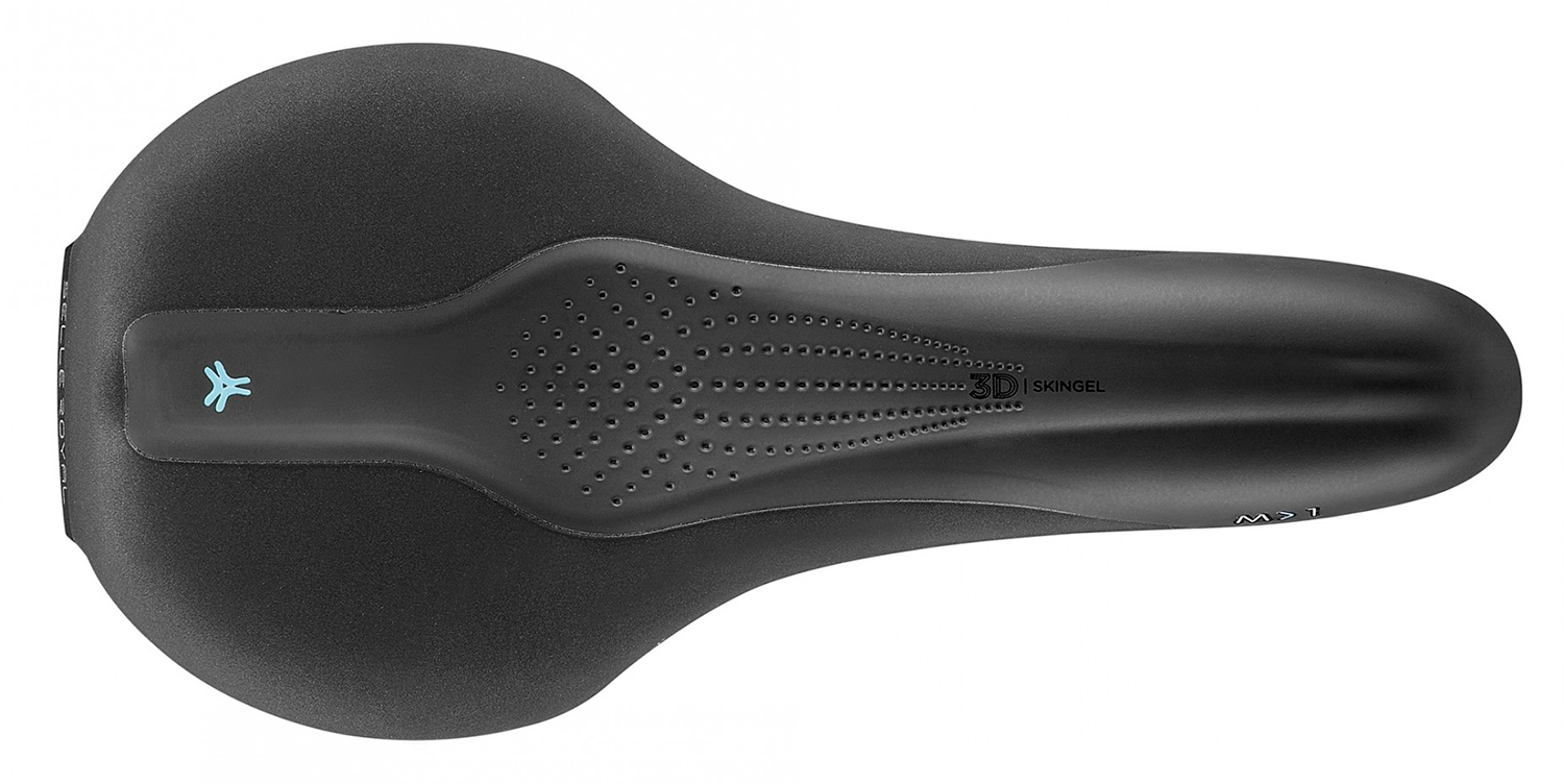 Сідло Selle Royal SCIENTIA M1 Moderate, 3D skingel, оббивка Black gummy/Black mokka, 289х141мм, 425г, рейли сталь + Curva suspension, unisex, чорне фото 2