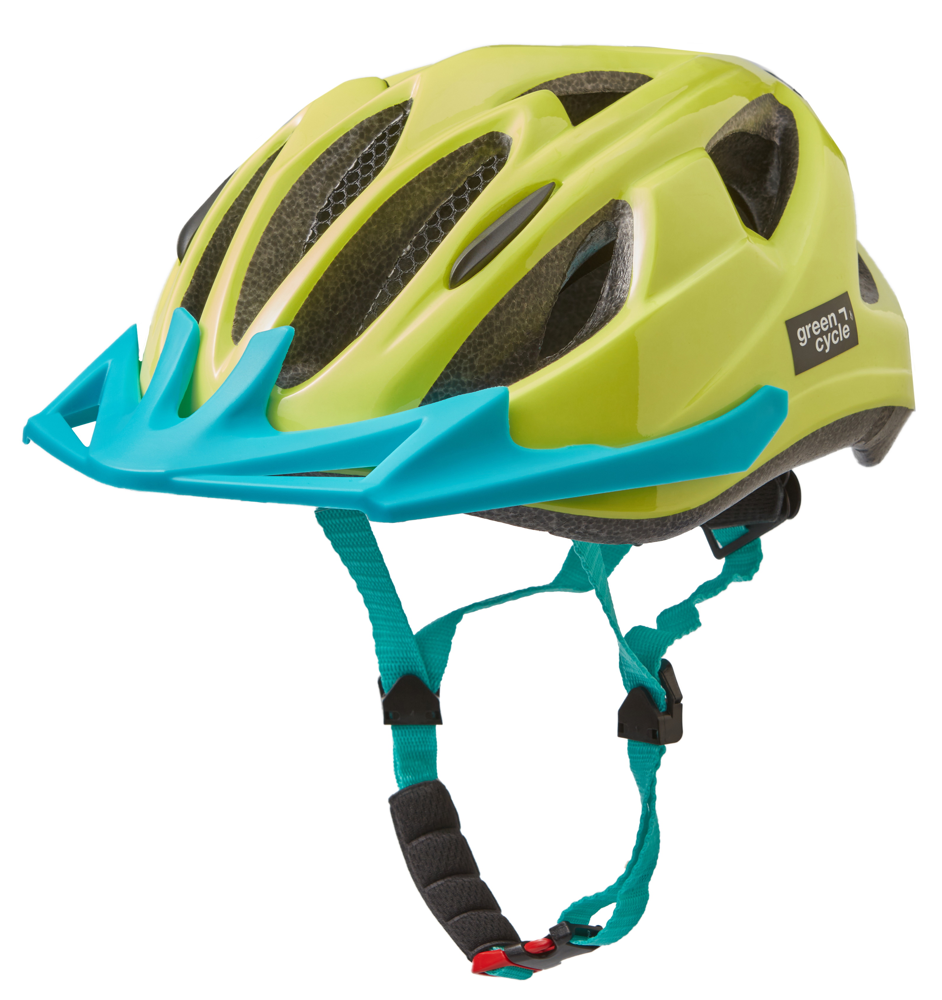 Шлем детский Green Cycle ROWDY размер 50-54см желто-бирюзовый лак фото 