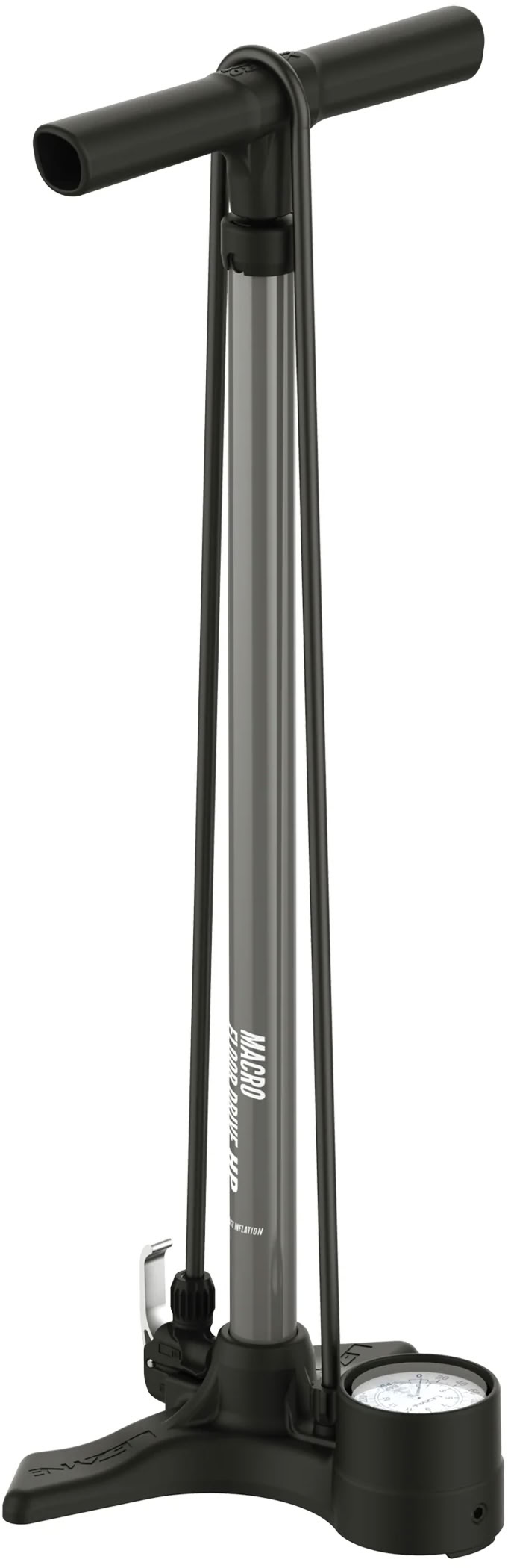 Насос напольный Lezyne MACRO FLOOR DRIVE DV, манометр 2,5", 220psi, серый матовый фото 