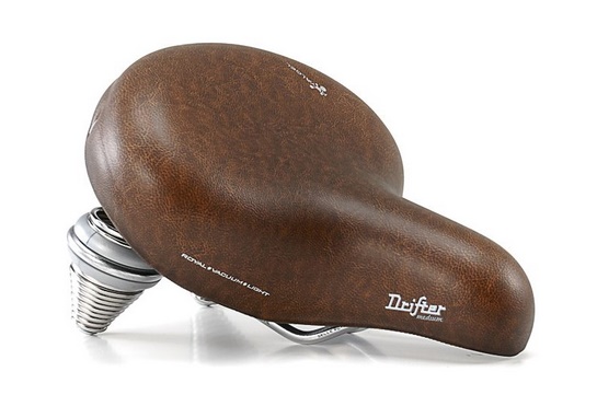 Сідло Selle Royal Premium DRIFTER SMALL, Royalgel, оббивка Kennenback, 251х221мм, 995г, хромовані рейли і пружини, unisex, коричневе фото 