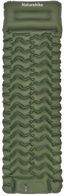 Килимок надувний Naturehike CNK2550WS019, 200х60х6.5 см, вбудований насос для надування, зелений фото 1