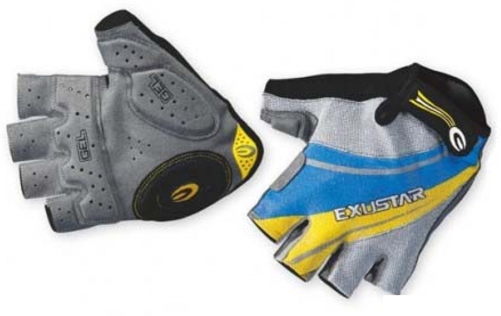 Перчатки EXUSTAR CG130 серо-желто-синие гель М фото 