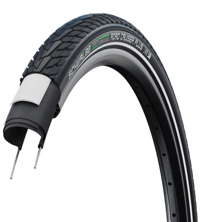 Покрышка 28x1.60 700x40C (42-622) Schwalbe ROAD CRUISER PLUS PunctureGuard, TwinSkin B/B+RT HS484 GREEN 50EPI фото 