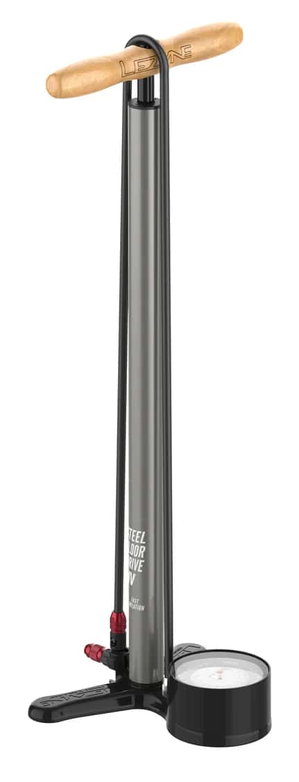 Насос напольный Lezyne STEEL FLOOR DRIVE HV, с манометром 3,5", 100psi, серебристый матовый фото 