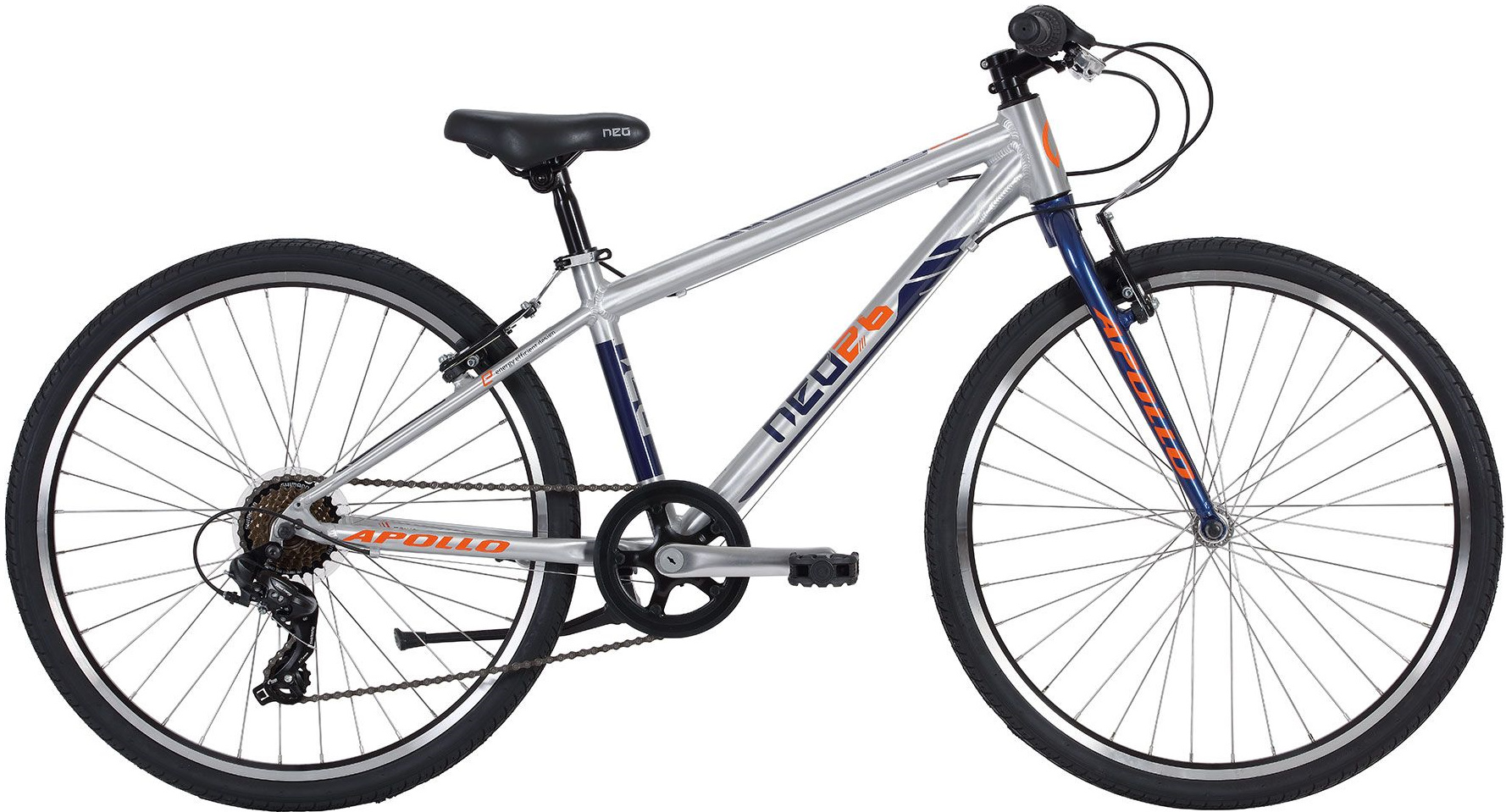 Велосипед 26" Apollo NEO 7s boys Brushed Alloy/Navy Blue/Pearl Orange фото 