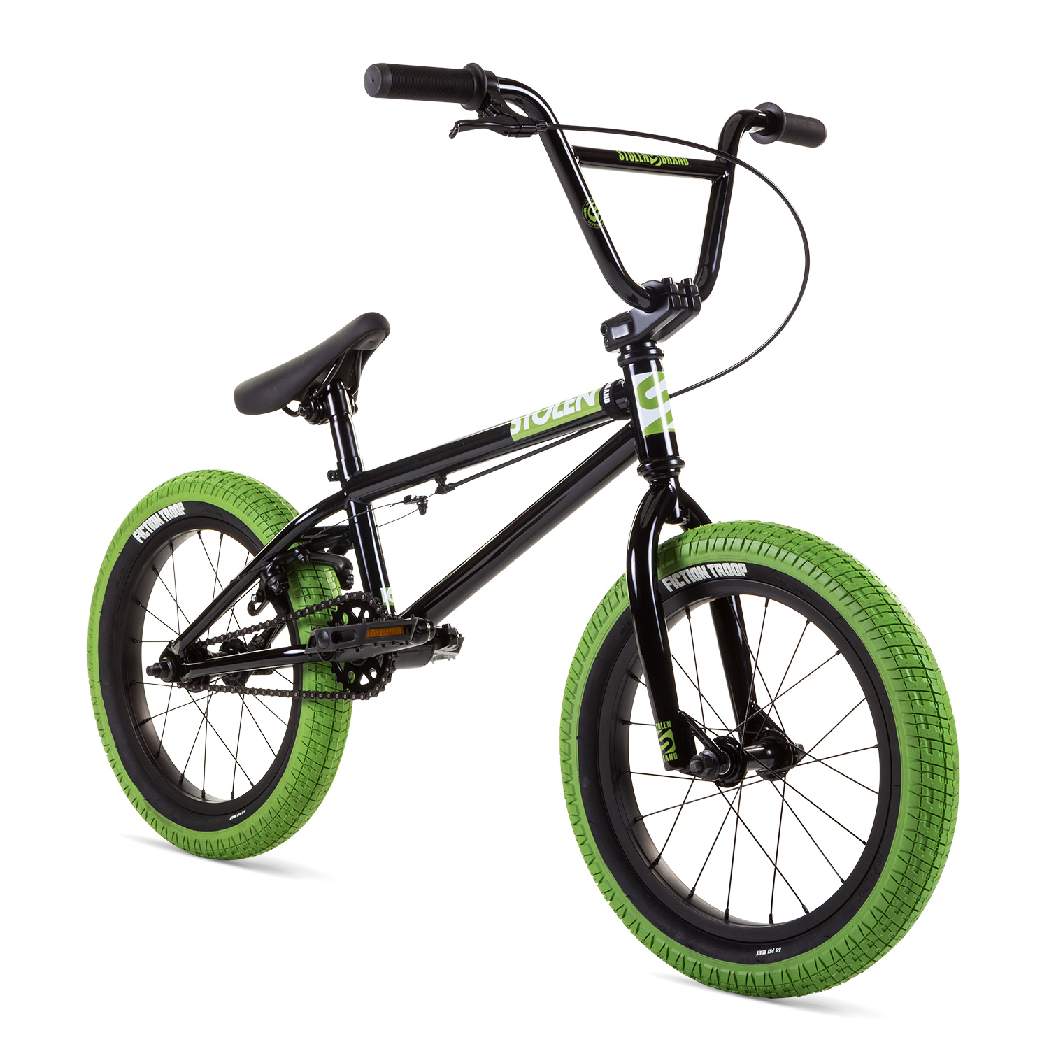 Велосипед 16" Stolen AGENT 16.25" BLACK W/ NEON GREEN TIRES A1 фото 2