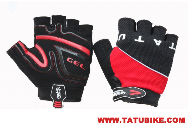Перчатки TATU-BIKE GEL, кор. пальцы CG2012, черн-красн, S фото 