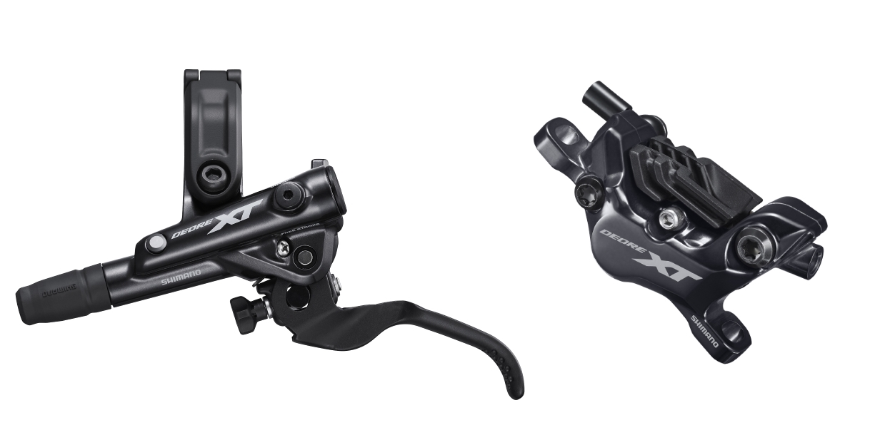 Тормоз дисковый гидравлический Shimano M8120 DEORE XT, левая ручка, 4-порш. калипер, J-kit гидролиния 1000мм, передний фото 