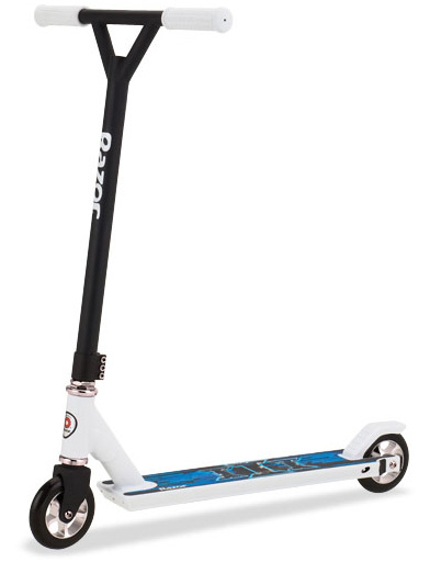 Самокат Razor Pro III Al пятиспицевые колеса 110 мм, подшипники RZR Pro30, CrMo вилка 110мм на тройном хомуте, white deck/black riser Y-Bar фото 
