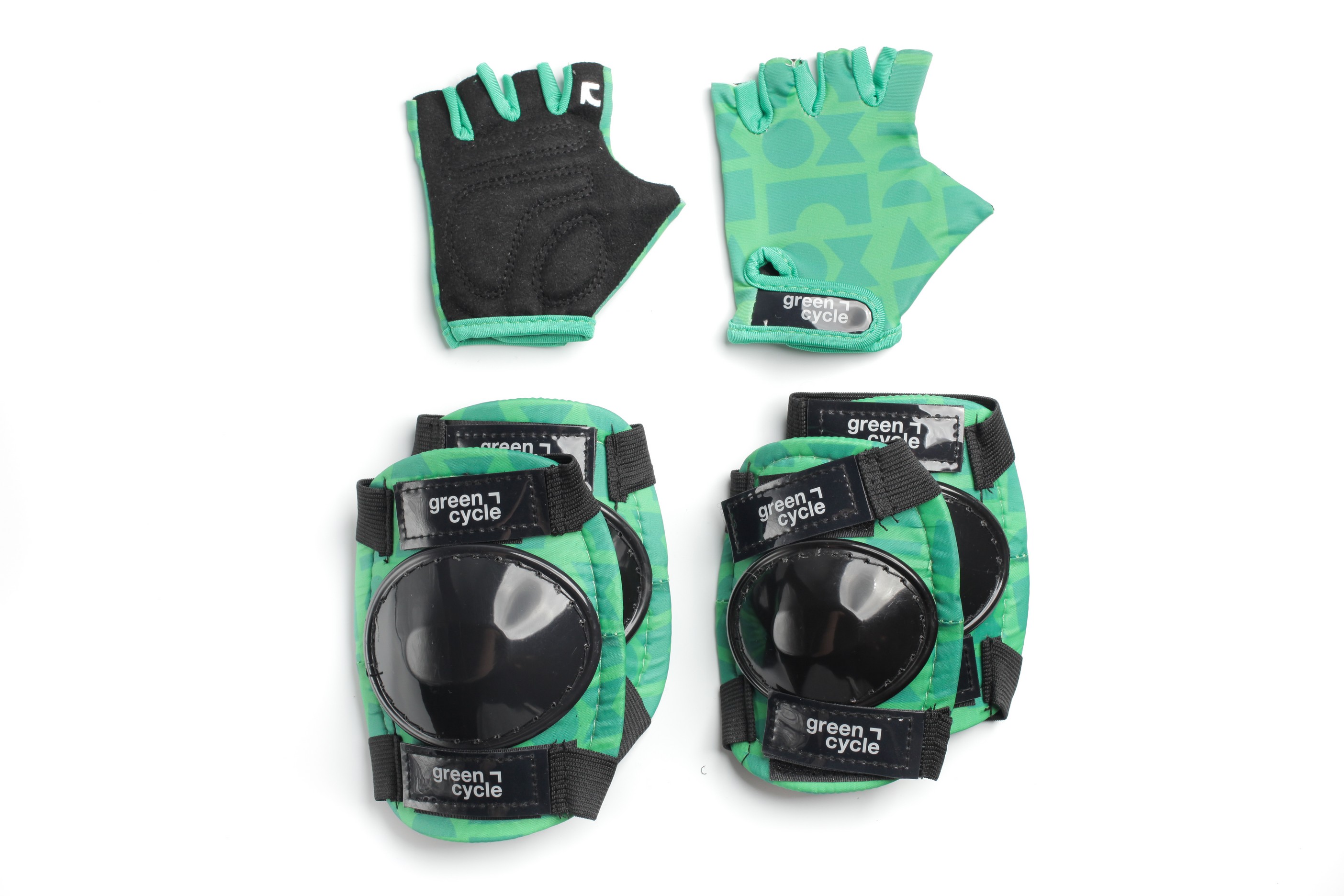 Защита для детей Green Cycle Flash наколенники, налокотники, перчатки, зеленый фото 