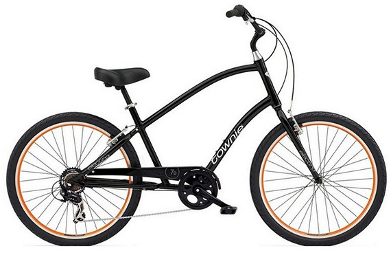 Велосипед 26" Electra Townie Original 7D Men's Black w/orange rims фото 