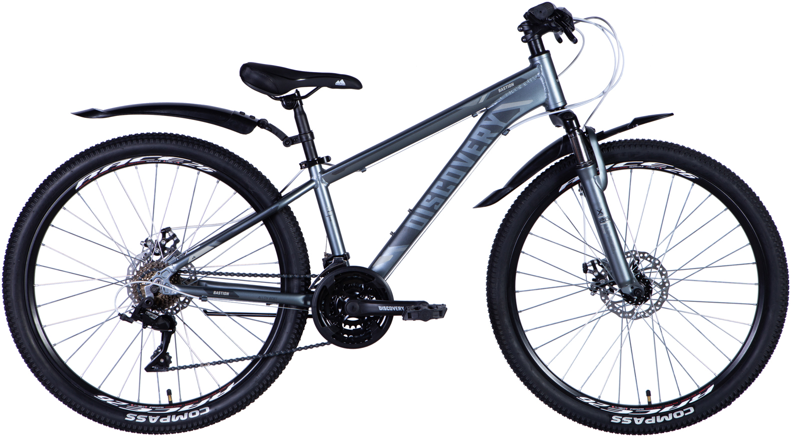 Велосипед 26" Discovery BASTION AM DD рама - 13" сіро-чорний (матовий) фото 