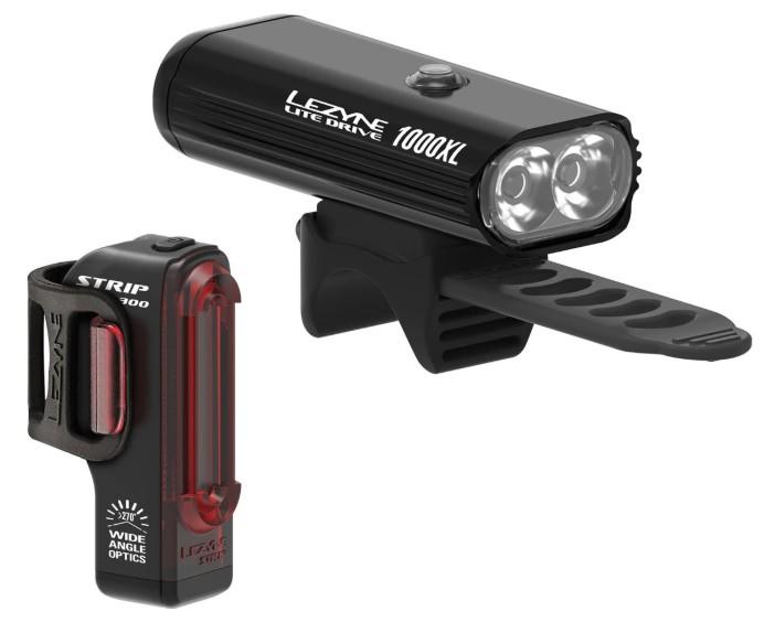 Комплект фара + мигалка Lezyne LITE DRIVE 1000XL / STRIP PRO PAIR, 1000/300 Лм, черный фото 