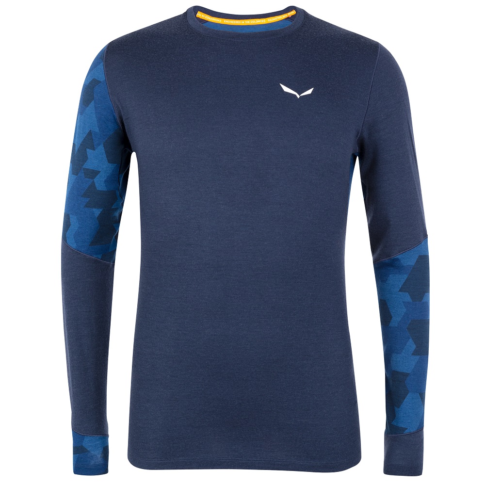 Термофутболка Salewa CRISTALLO WARM AMR M L/S TEE 28205 3960 мужская, размер 46/S, синяя фото 