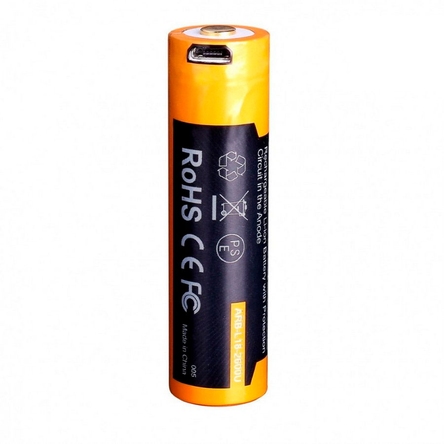 Аккумулятор 18650 Fenix 2600 mAh (ARB-L18-2600U) micro usb зарядка фото 