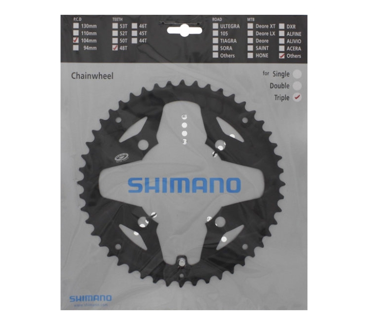 Звезда к шатуну Shimano FC-M391 ACERA, 48T, 3/9-ск., черн. фото 