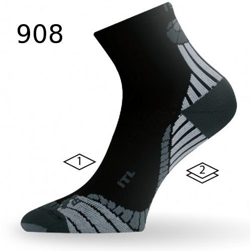 Термошкарпетки Lasting трекінг ITL 908, розмір S, чорні/сірі фото 