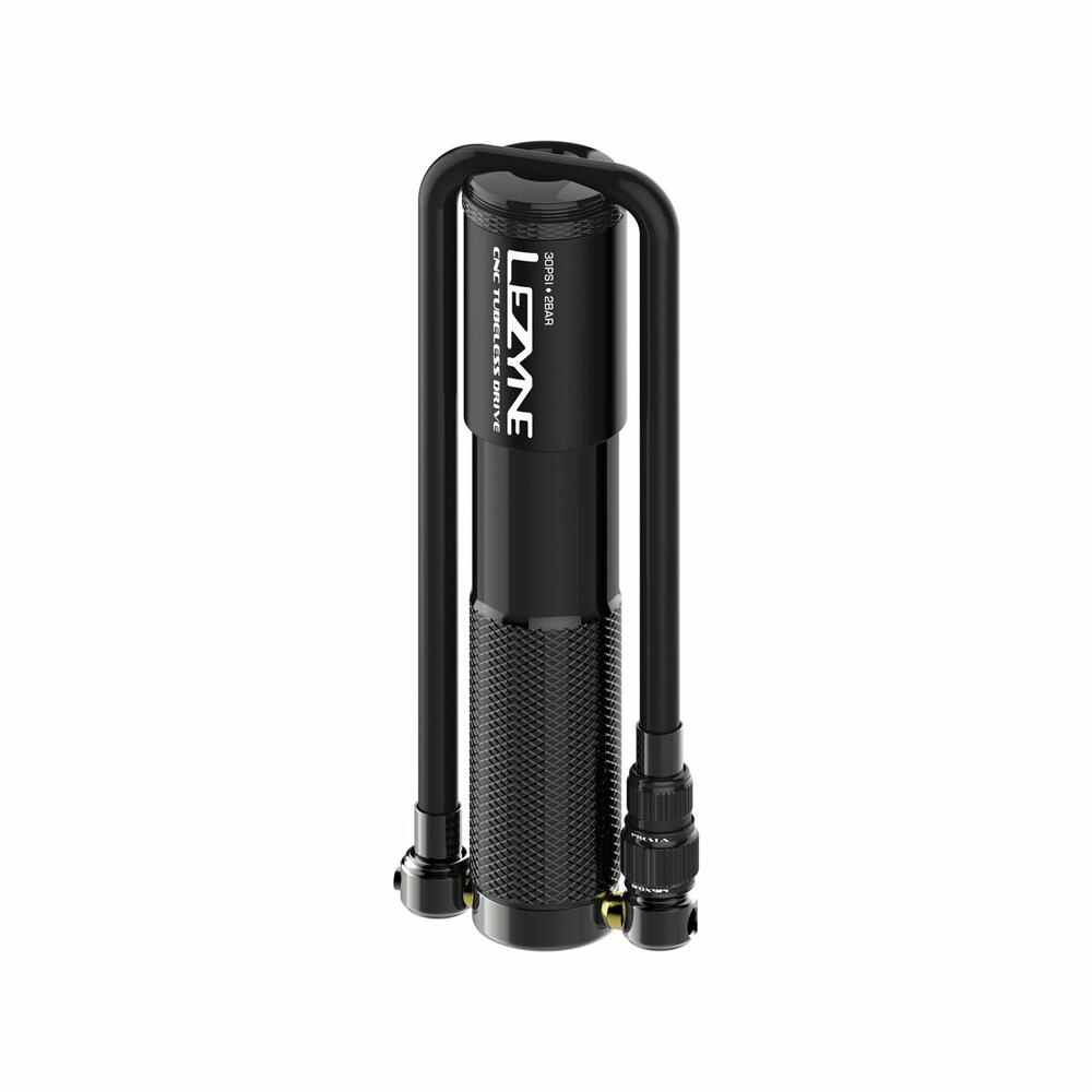 Мини-насос Lezyne CNC TUBELESS DRIVE с СО2 и инструментом для ремонта бескамерок, 30psi, черный фото 