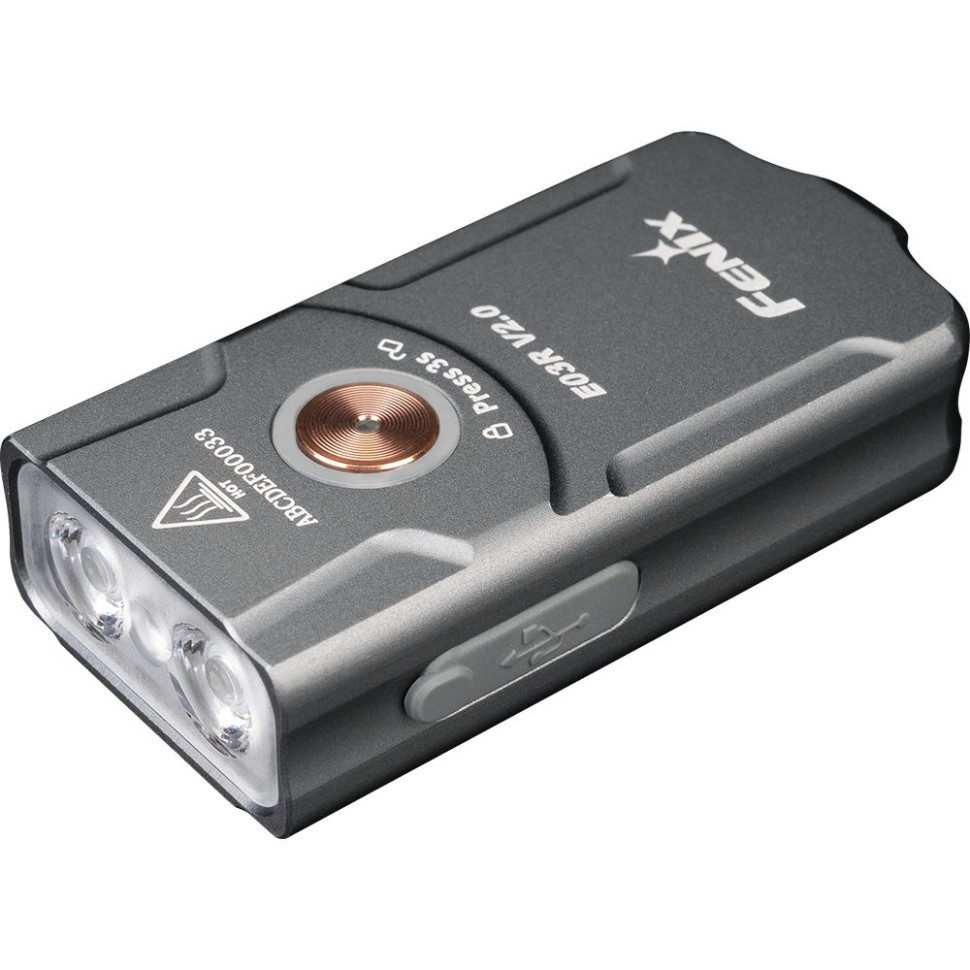 Фонарь наключный Fenix E03R V2.0, серый фото 