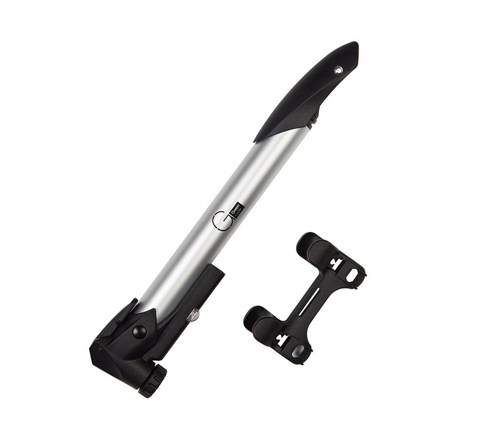 Мининасос Green Cycle GPM-291 алюминиевый с манометром, presta+schreder, 120psi, серебро фото 