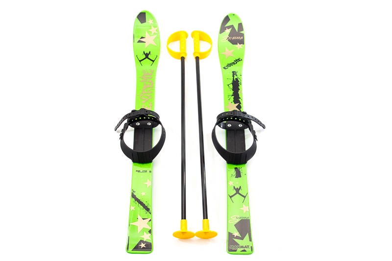 Лыжи с палками Marmat детские пласт., длина-90см зеленый фото 1