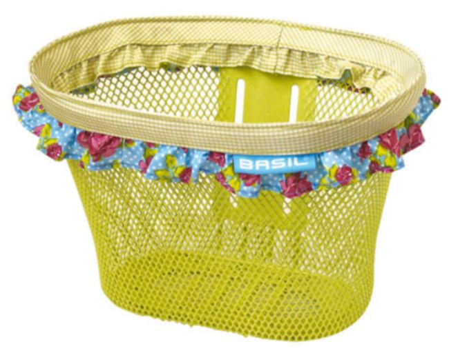 Корзина Basil JASMIN FARM-BASKET стальная на руль, для вел. 12-20", двойн. крючки, сетка,  красн фото 