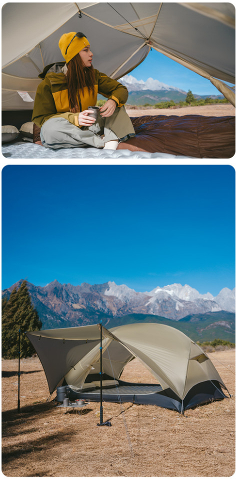 Палатка двухместная Naturehike Mongar CNK2550WS016, коричневая фото 8