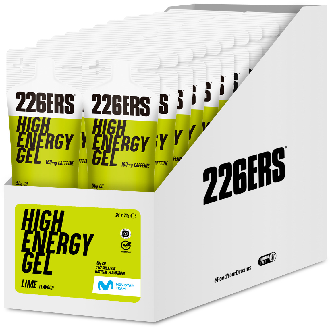 Гель 226ERS High Energy 50г вуглеводів 160мг кофеїну лайм 76г 24шт/уп 1824г фото 