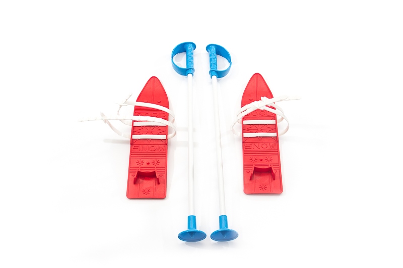 Лыжи с палками Marmat детские пласт., длина-40см красный фото 