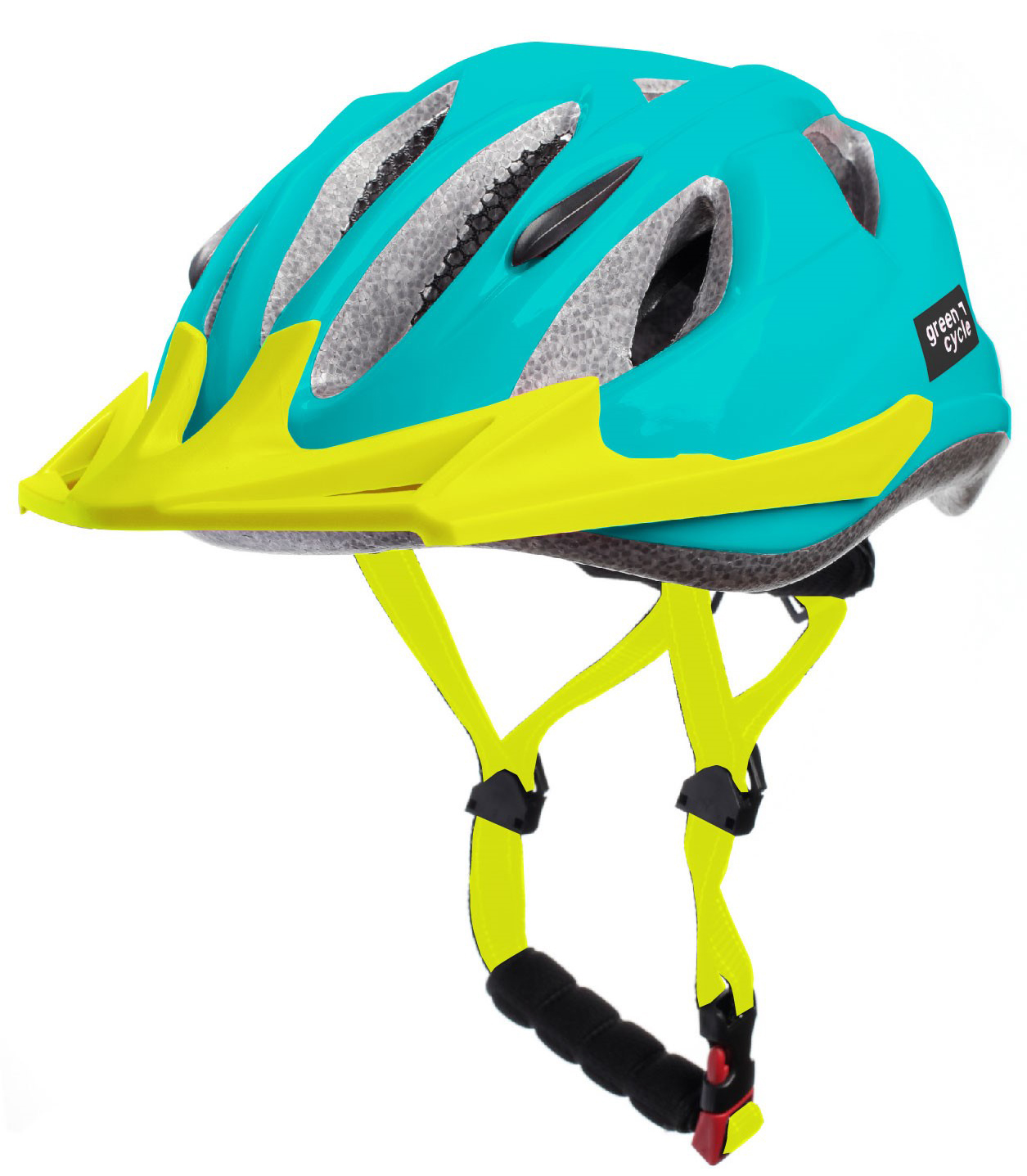 Шлем детский Green Cycle ROWDY размер 50-54см бирюзово-желтый лак
