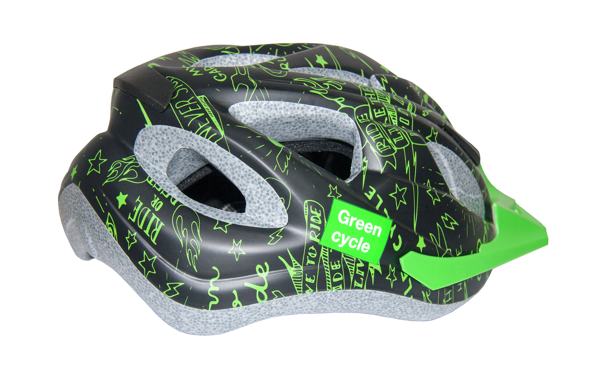 Шлем детский Green Cycle Fast Five размер 50-56см черно-зеленый фото 2