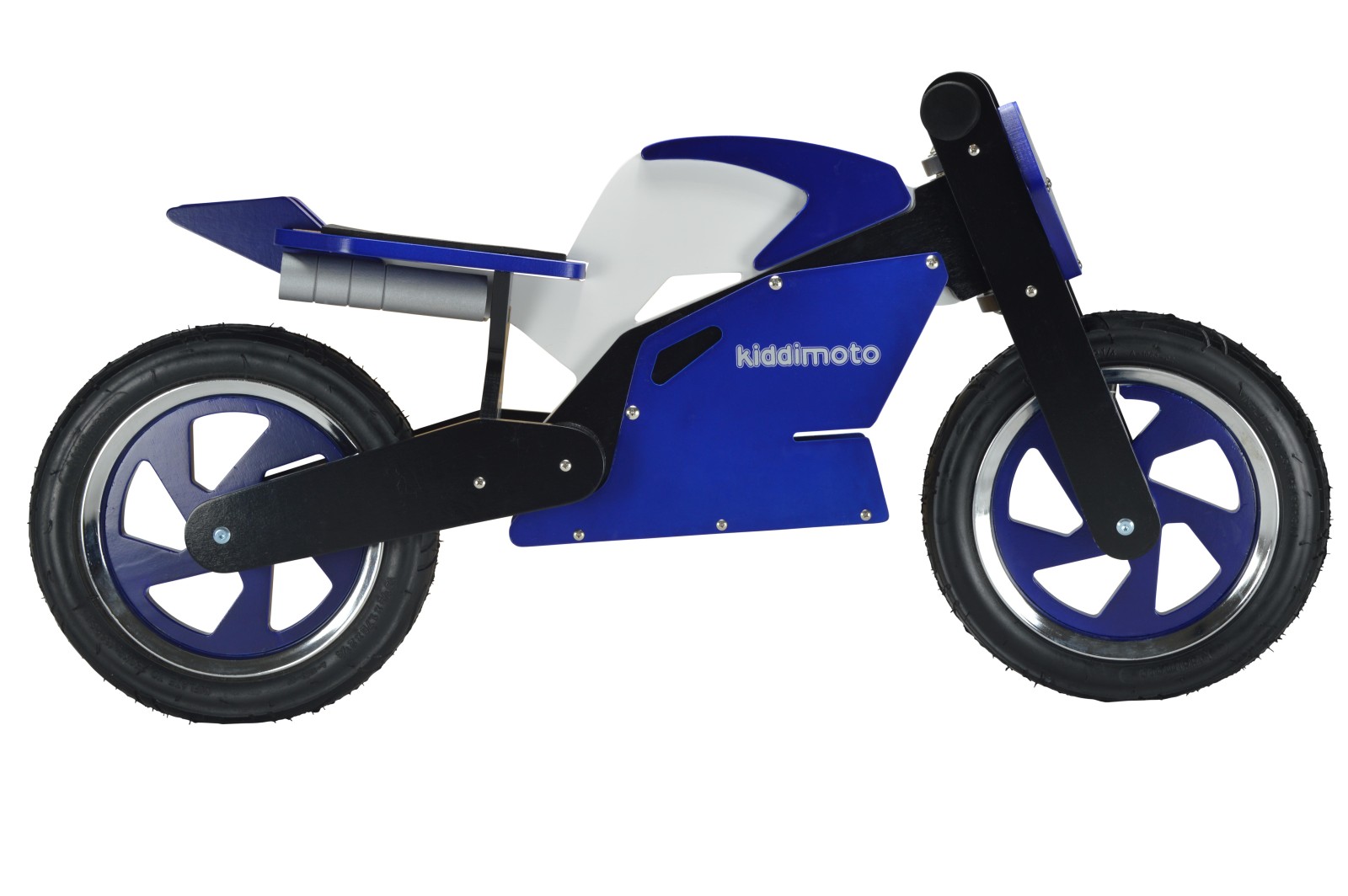 Беговел 12" Kiddimoto Superbike деревянный, сине-белый фото 3