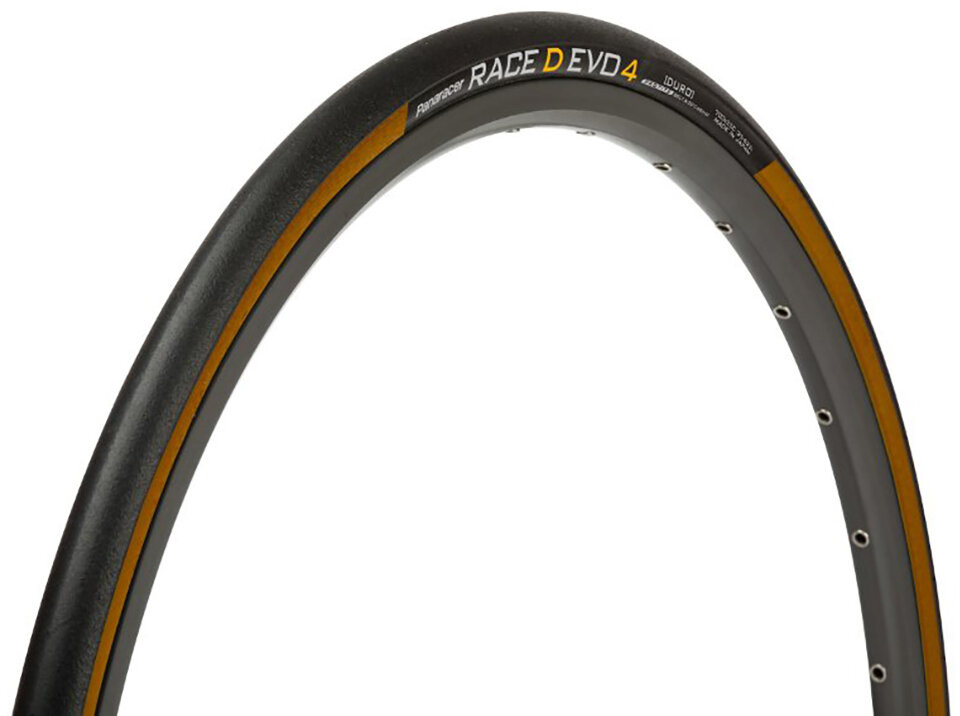 Покрышка 700x25C Panaracer Race D Evo4, черная с коричневой боковиной фото 