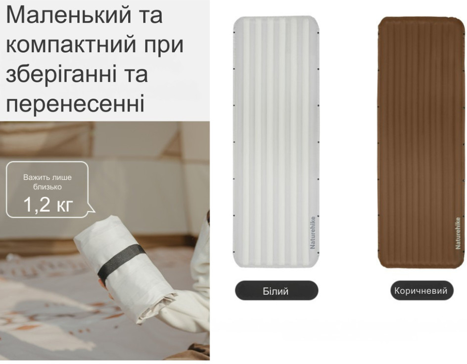 Матрац надувний Naturehike CNK2450WS034, 198х68х9.5 см, білий фото 10