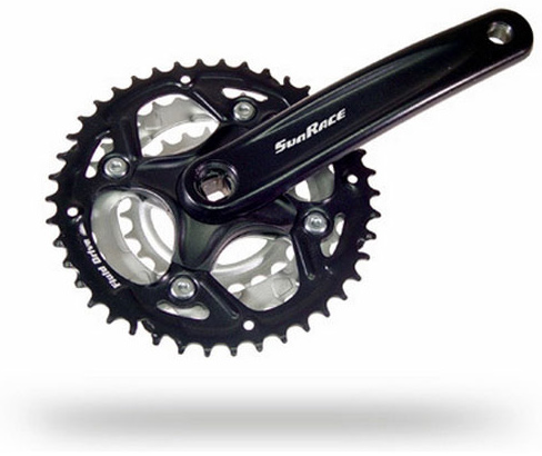 Шатун SUN RACE M52 24/34 / 42T CG (захист ланцюга), під квадрат L170мм чорно-сріблястий фото 