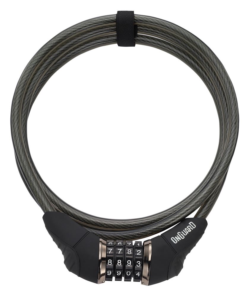 Замок ONGUARD AKITA. кодовий на 4 цифри. Трос 185см х 10мм, чорний фото 1