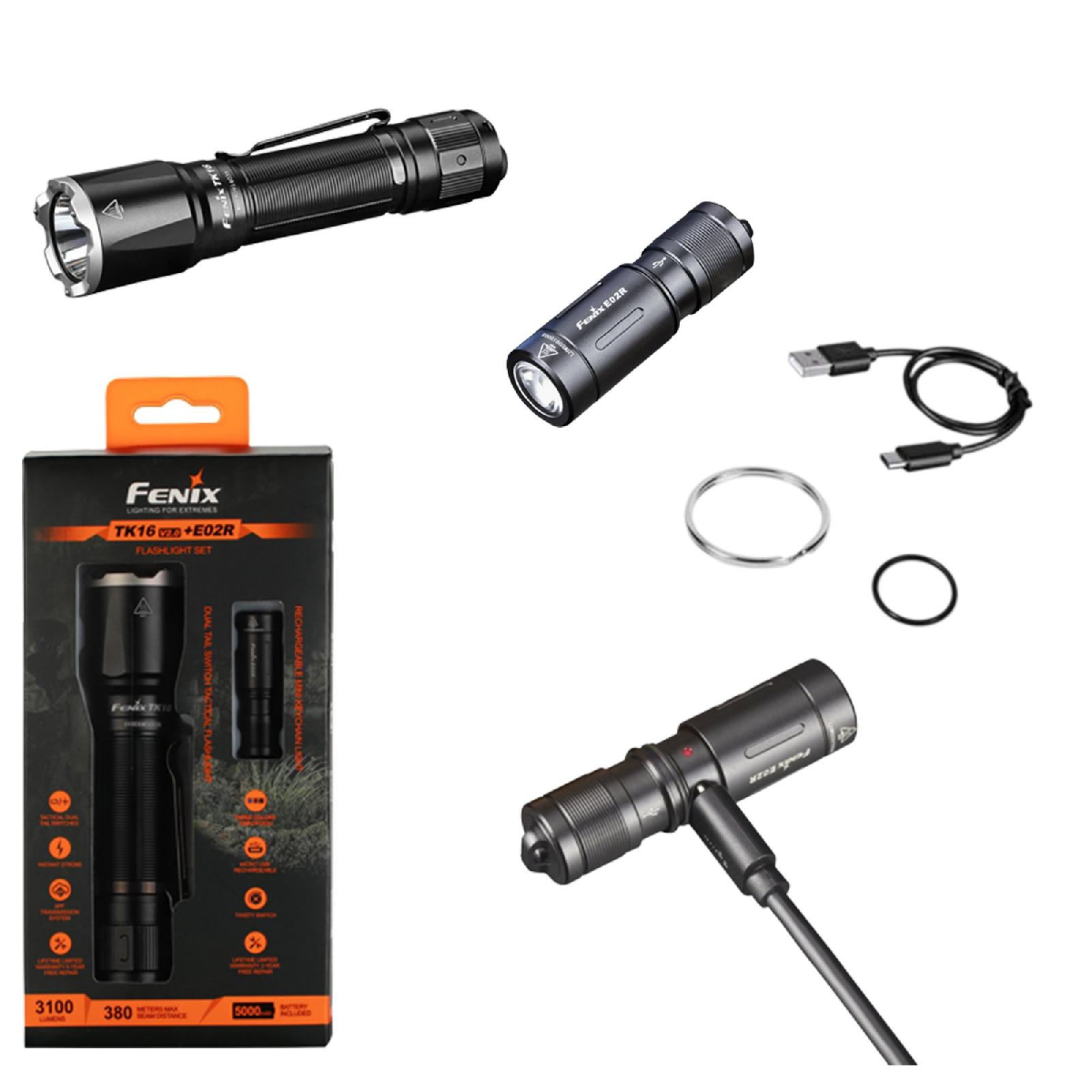 Комплект ліхтар ручний Fenix TK16 V2.0 + ліхтар ручний Fenix E02R фото 