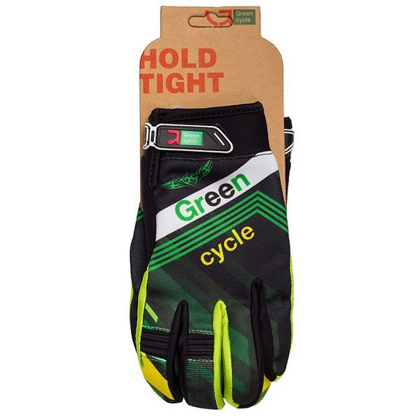 Перчатки Green Cycle NC-2389-2014 MTB с закрытыми пальцами M черно-зеленые фото 